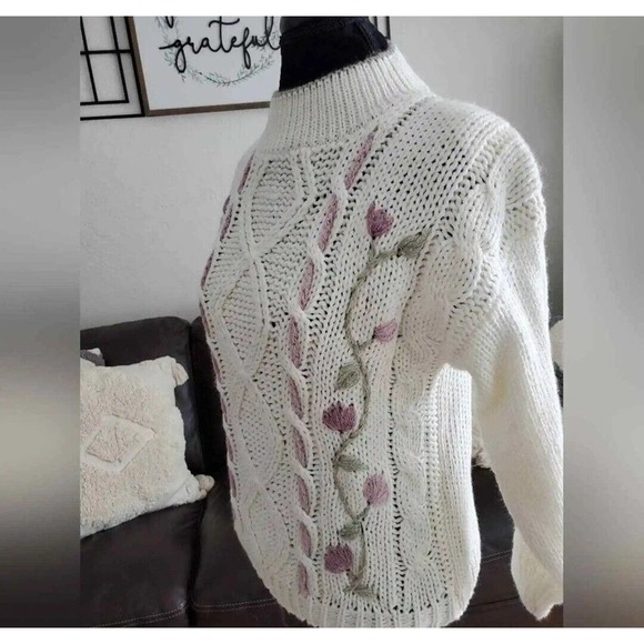 Kimberly Hope NWT Vintage 90's Boho Chic Floral Embroidered Sweater Size M - Picture 5 of 12